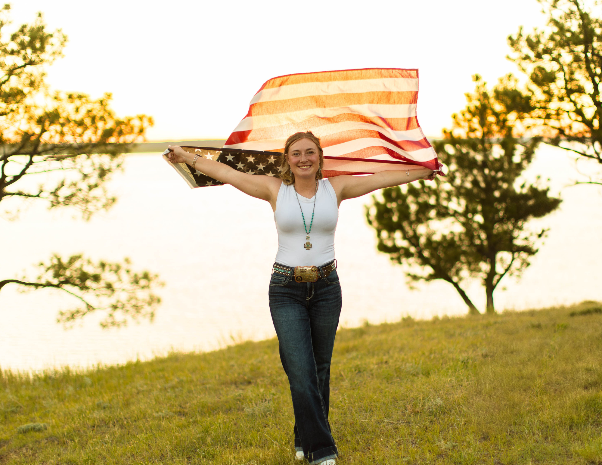 Girl With American Flag