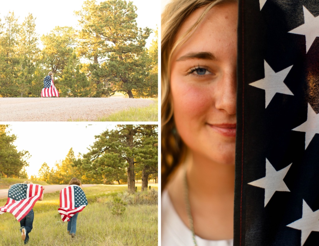 Girls with American Flag