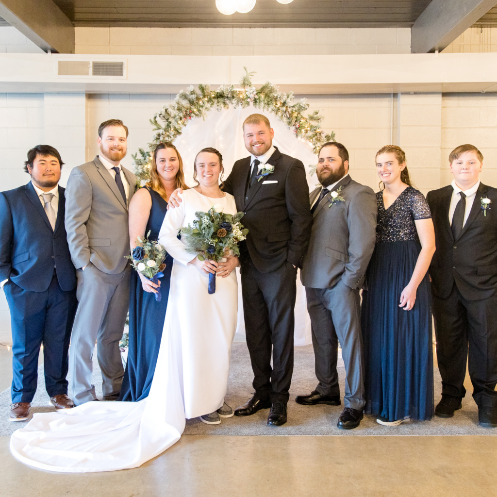 Bride and groom with bridal party