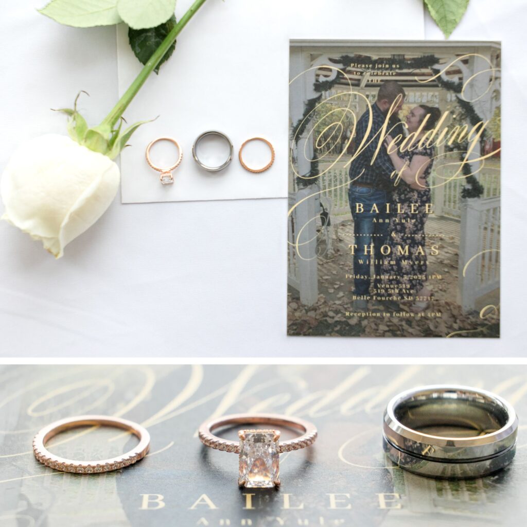 Wedding Rings and invitation